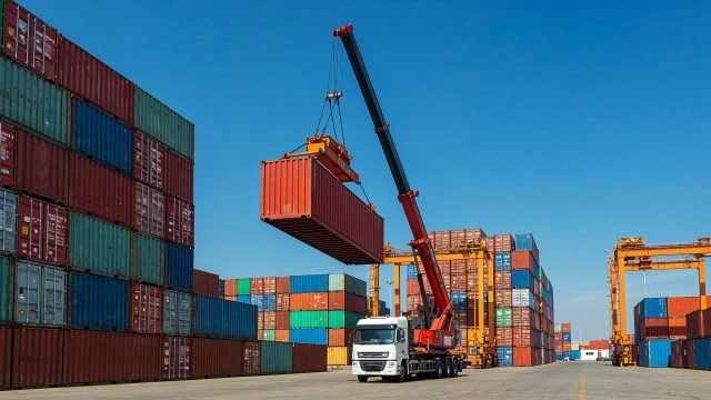 shipping-containers-being-loaded-by-crane-port